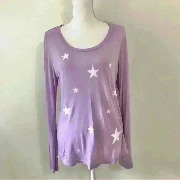 Sundry Star Long Sleeve T-Shirt in Lilac - Picture 2 of 5